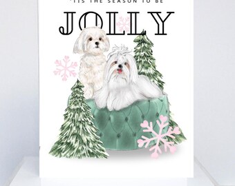 Maltese Christmas Card: Elegant Dog Holiday Greeting