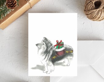 ATC ACEO Colby collie sheltie dog puppy blue art card animal art cheerful art for your home gift idea for animal lovers