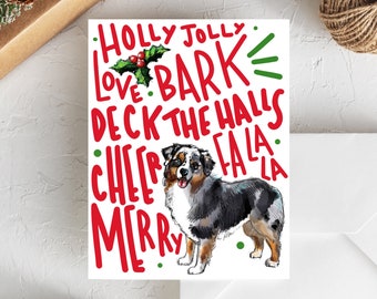 Australian Shepherd Holiday Card: Aussie Christmas Design