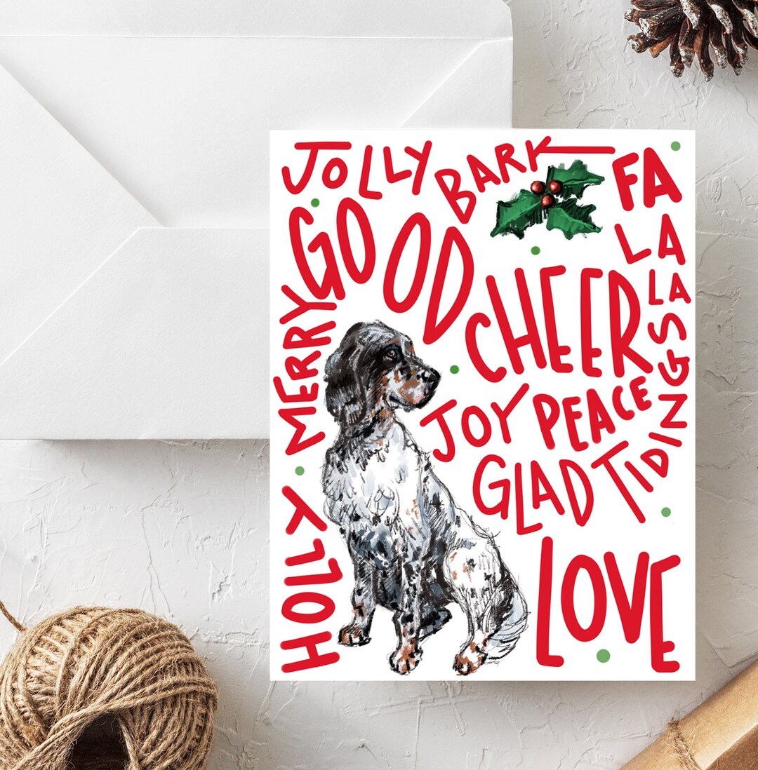 English Setter III Holiday Cards Setter Christmas Cards Blue Belton Setter Xmas Cards English