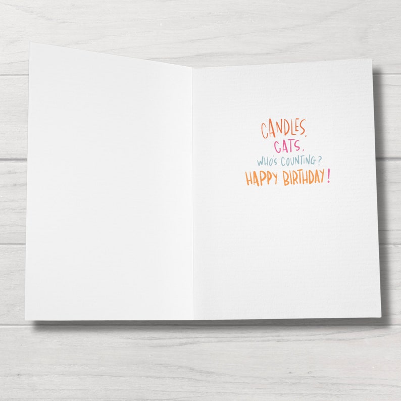 Cat Birthday Card Funny Cat Card Cats and Birthday Cake Greeting Card Lost Count image 3