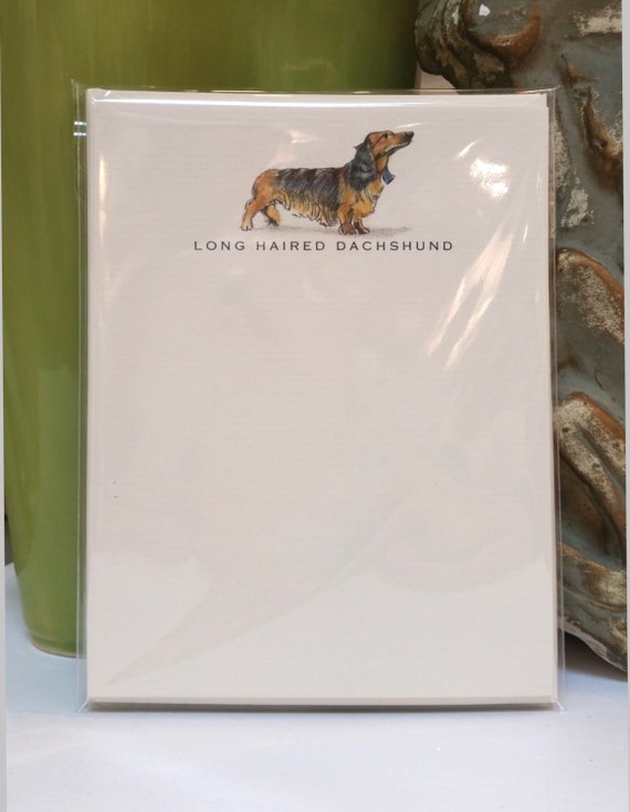 Long Haired Dachshund Dog Note Card Set Etsy