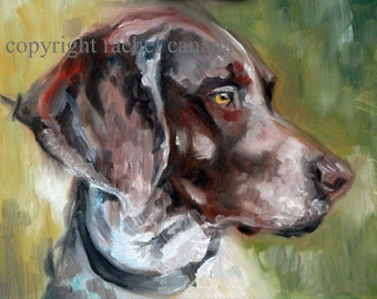 German Shorthaired Pointer Dog Art Oil Painting Print - 'German Green'