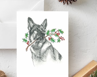 German Shepherd Christmas Card: Original Dog Holiday Card