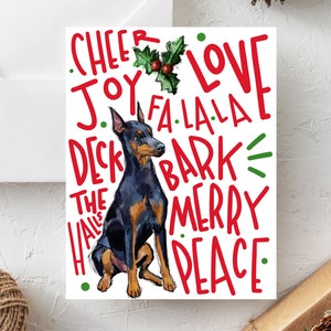 Doberman Pinscher Holiday Card: Original Drawing