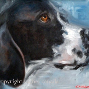 English Pointer Dog Oil Painting Print - "Blue Gaze"