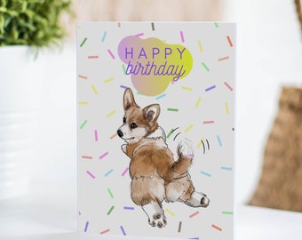 Corgi Wags Birthday Card| Dog Birthday Card | Dogs | Corgi Mom Card