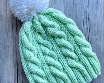 Womens’s Cabled Beanie, Cabled Beanie, Womens Beanie, Cabled Winter Hat