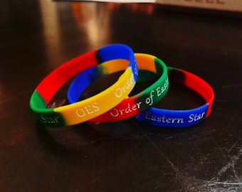 OES Bracelet / Order of the Eastern Star Bracelet / OES Rubber / Soft PVC Bracelet - Colorful