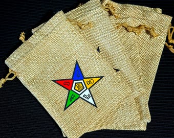 Order of Eastern Star (OES) Gift Bags | OES Burlap Bag  - Pentagon Point Up