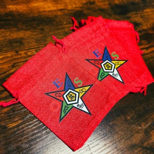 Order of Eastern Star (OES) Gift Bags | OES Burlap Bag - Red