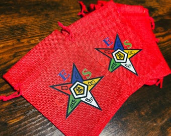 Order of Eastern Star (OES) Gift Bags | OES Burlap Bag - Red