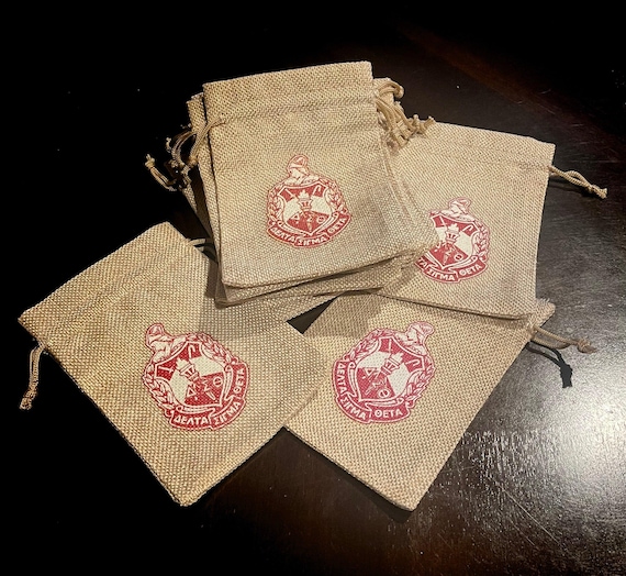 Delta Sigma Theta Gift Bags - Burlap