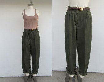 khaki green high waisted trousers