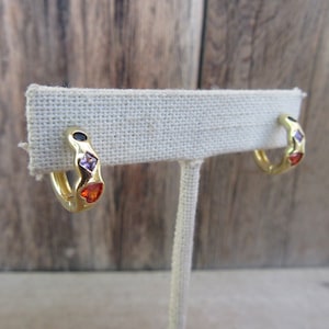 90s Earrings | Small Dainty Heart Hoop Rhinestone Earrings | Clicker Heart Earrings | Rhinestone Earrings | Bejeweled Hoops