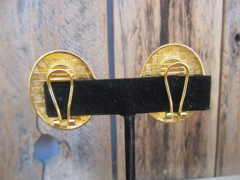 Secretary Chic Gold Tone Clip On Enamel Earrings Chunky Earrings Oval Earrings 80s Earrings Statement Earrings