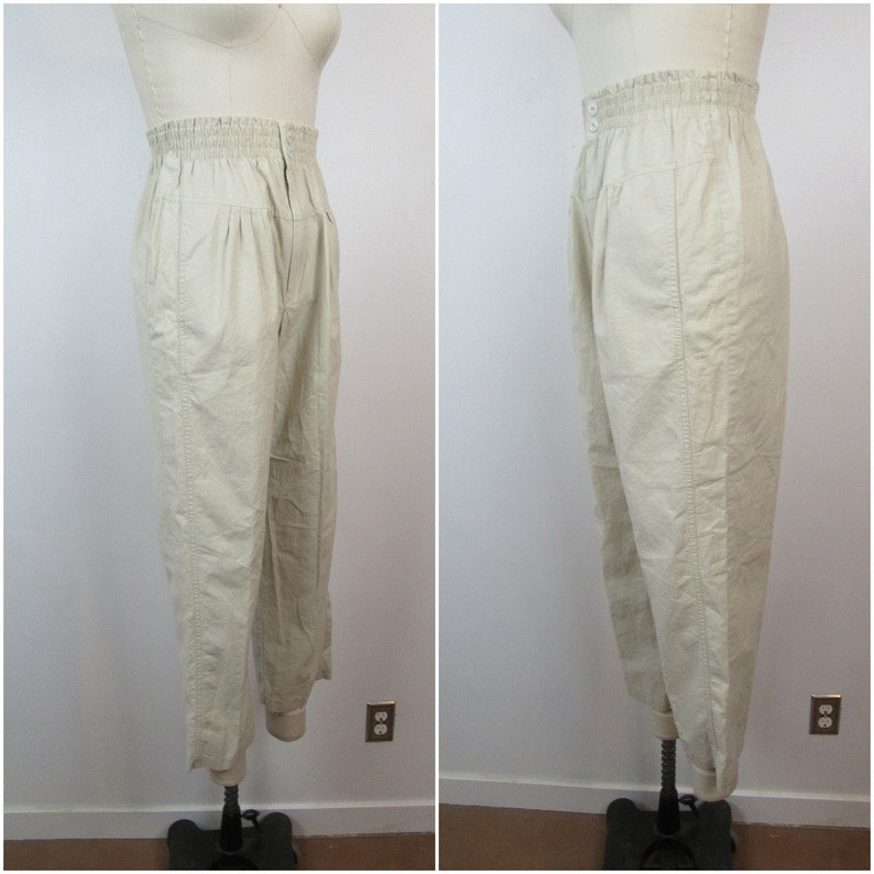 23 to 29 W 1980s High Waist Pleated Khakis 1990s Pleated Slacks High Rise Cotton Trousers Slacks 80s Mom Pants Trousers Utility Pants