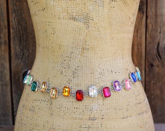 1990 Silver Tone, Square Link Chain Belt With Lobster Claw  display picture 2