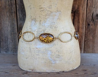 Vintage Gold Tone Adjustable Metal Fashion Belt‎ 30-34in Waist Metallic Belts Adjustable Metal Waist Belt: Gold And... From  main image 2