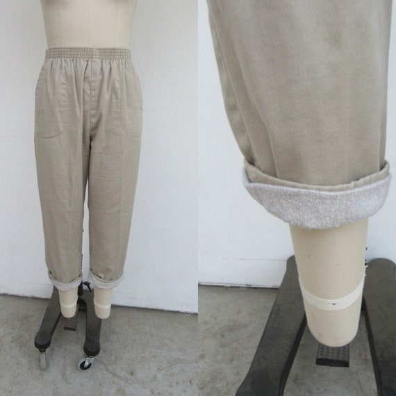 90s Fleece Lined Khaki Minimalist Cotton Blend Eas