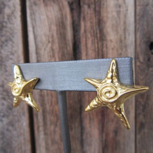 90s Starfish Earrings | Resort Chic Nautical Star Fish Chunky Swirl Earrings | Statement Earrings