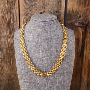 90s Gold Tone Thick Heavy Statement Necklace | Thick Gold Chain Chunky Necklace 18" | Chain Link Necklace | Business Casual Jewelry