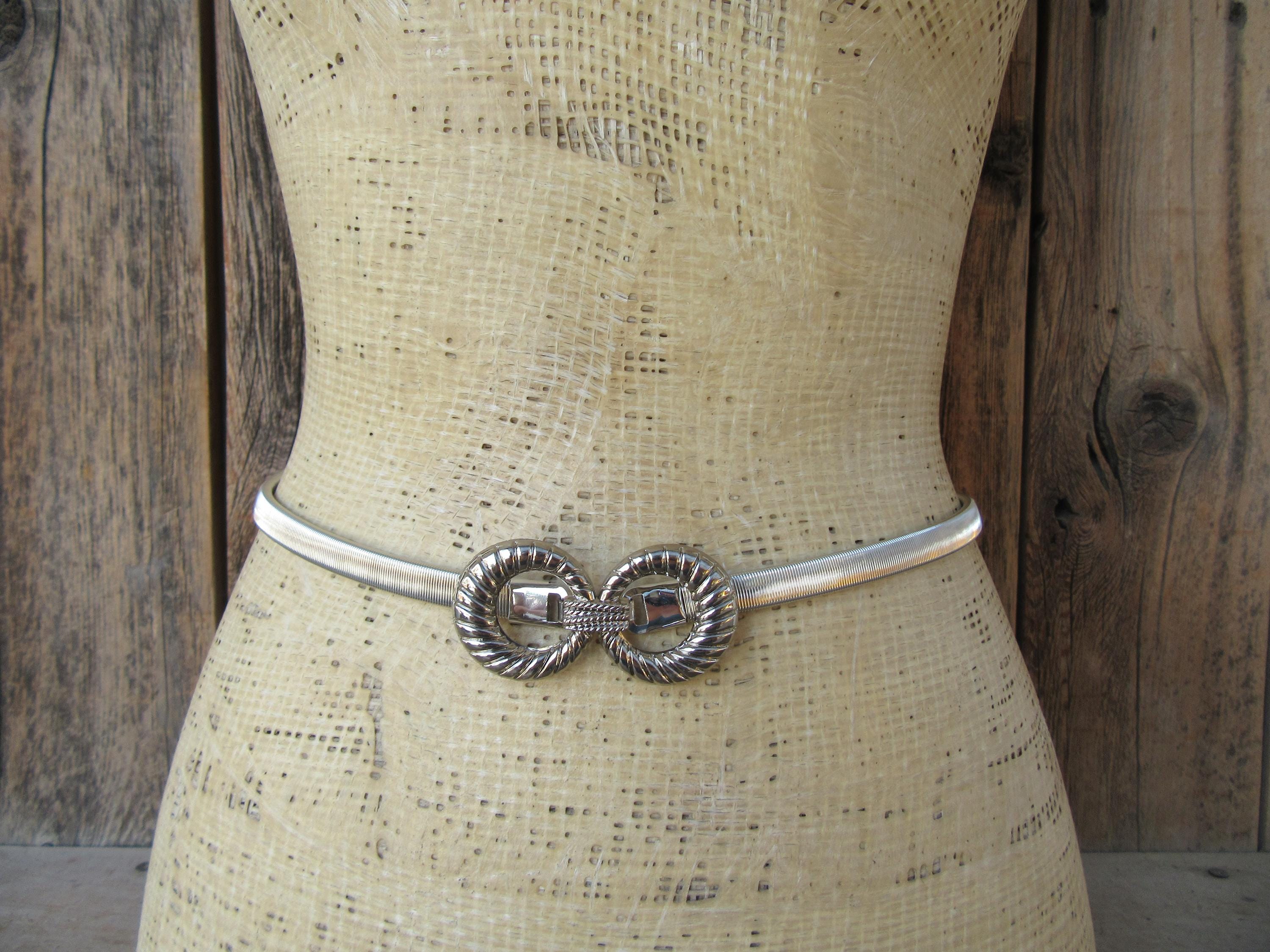Vintage‎ Art Deco–Style Silver-Tone Waist Cincher Belt – 24” Long Belt, A Vintage, Concho, Stamped, Sterling Silver, First  main image 4