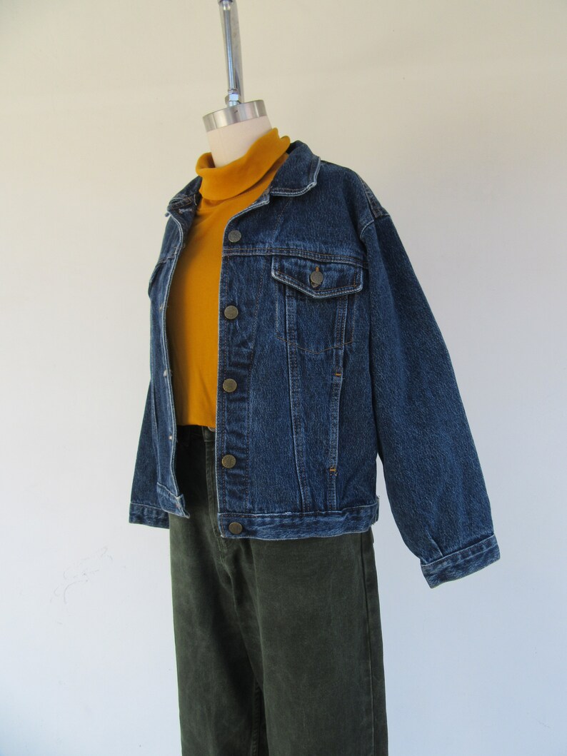 80s 90s Dark Denim Jacket Vintage Denim Jacket Capsule Wardrobe S M image 6