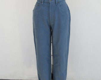 LL BEAN Slate Blue Flannel Finish Cotton Five Pocket Jeans | High Waist Trousers Chinos | Minimal 90s High Waist LL Bean Pants | 26 Waist