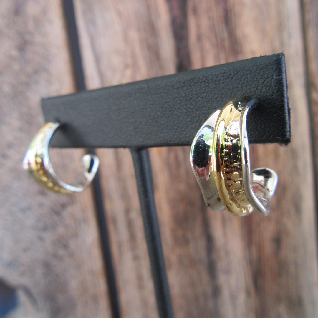 Two-Tone X Shape Hoops - Gold/Silver main image 0