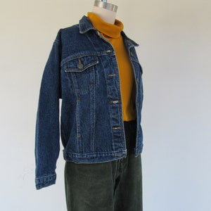 80er 90er Jahre Dunkle Jeansjacke Vintage Jeansjacke Kapsel Garderobe S M Bild 4