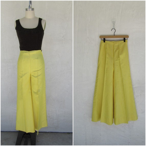 60s One of a Kind High Waist Lemon Yellow Flare Be