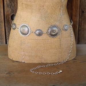 VTG,Concho 1980s Metal And Rope Armor Shield Waste Tone Silver & Gold Belt Women 80s metal concho and - Gem main image 2