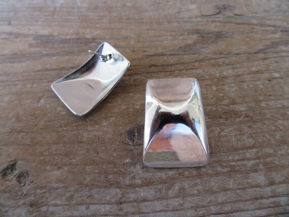 90s Silver Tone Modernist Angular Rectangle State… - image 5
