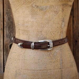 90s Brighton Cognac Croco and Woven Leather Concho Belt  display picture 1