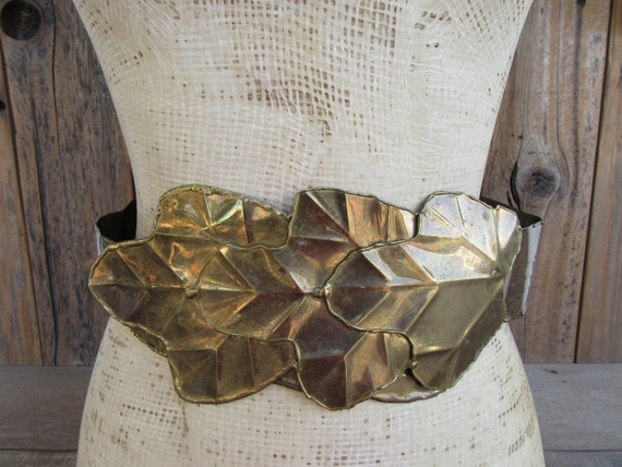 80s Brutalist Wide Brass Belt | Brass Statement Be