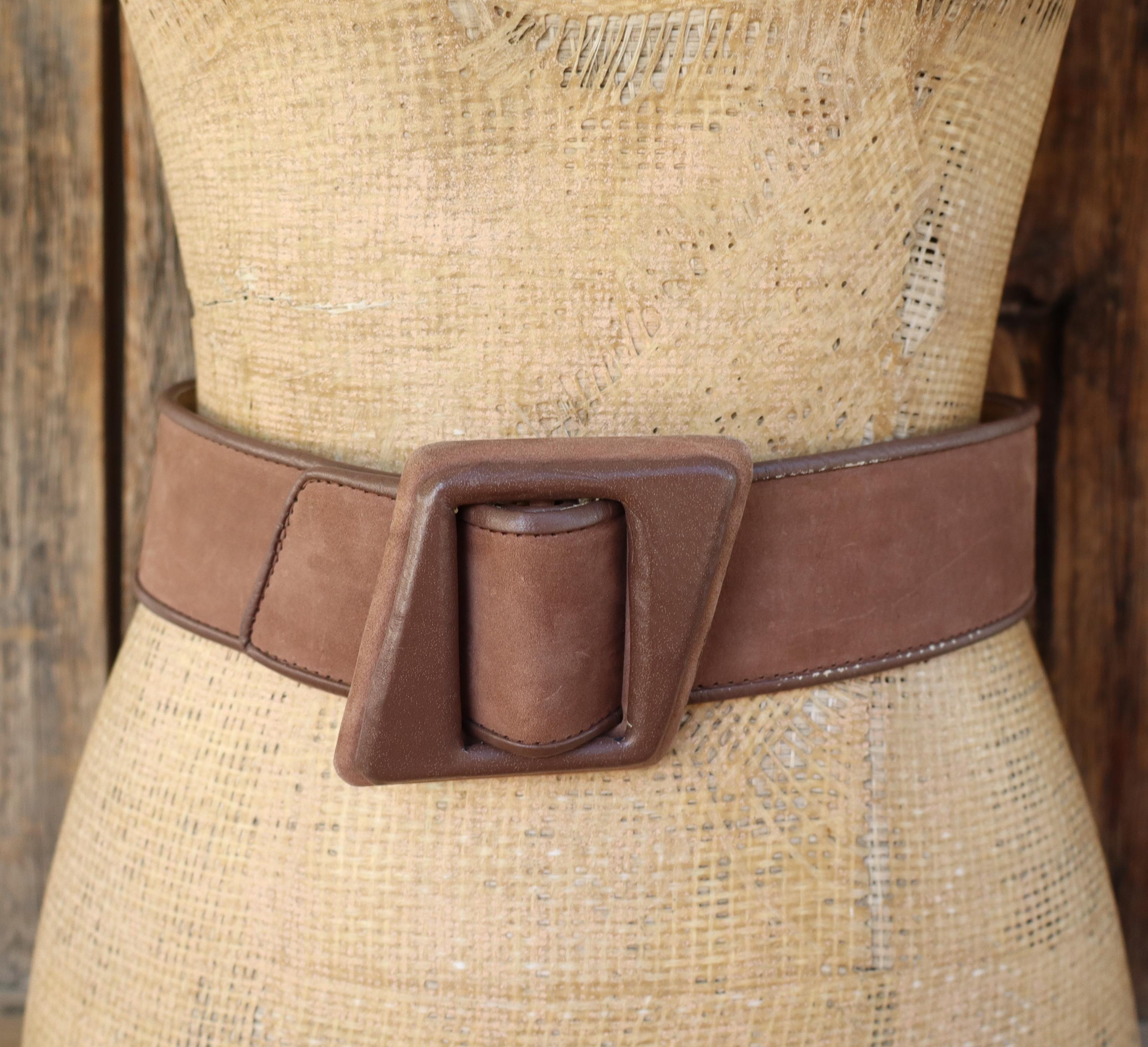 80s CHRISTIAN DIOR Wide Waist Belt | Brown Nubuck and Smooth  display picture 1