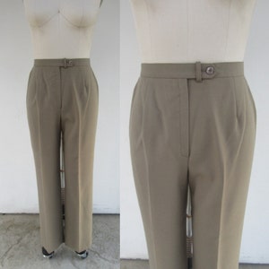 80s High Waist Long and Lean Flat Front Flare Trousers | Hiphuggers | Polyester Slacks Pants | 29 Waist x 32 Inseam