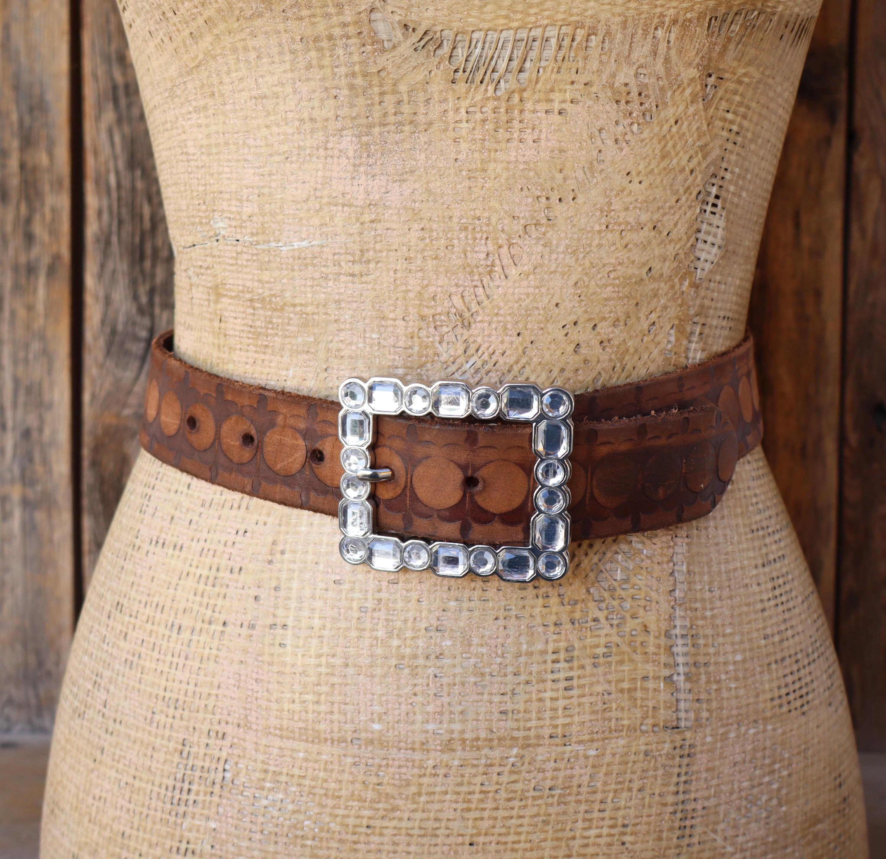 Leatherock Embellished Gold Patina Hardware Brown Leather Belt Size 34 Patina | 1.5 main image 2