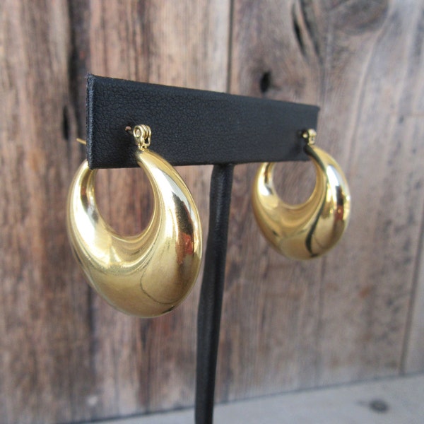 90s Earrings | Chunky Gold Tone Hoop Earrings | Lever Back Hollow Hoop Earrings  | Business Casual Minimalist Jewelry