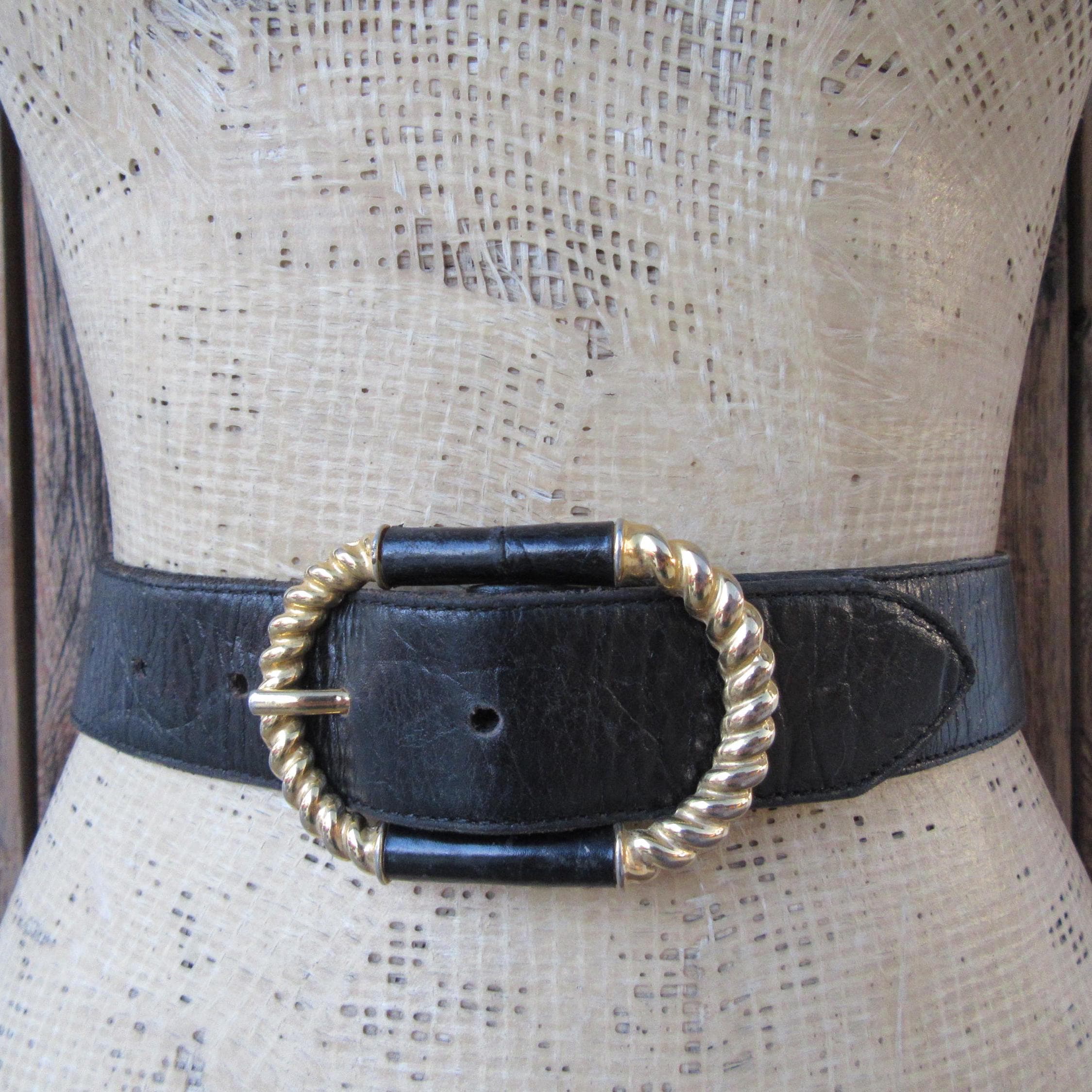 ?B2G1 GINNIE JOHANSEN Black Gold Leather Buckled Belt Ginnie Johansen Belt - Etsy main image 4