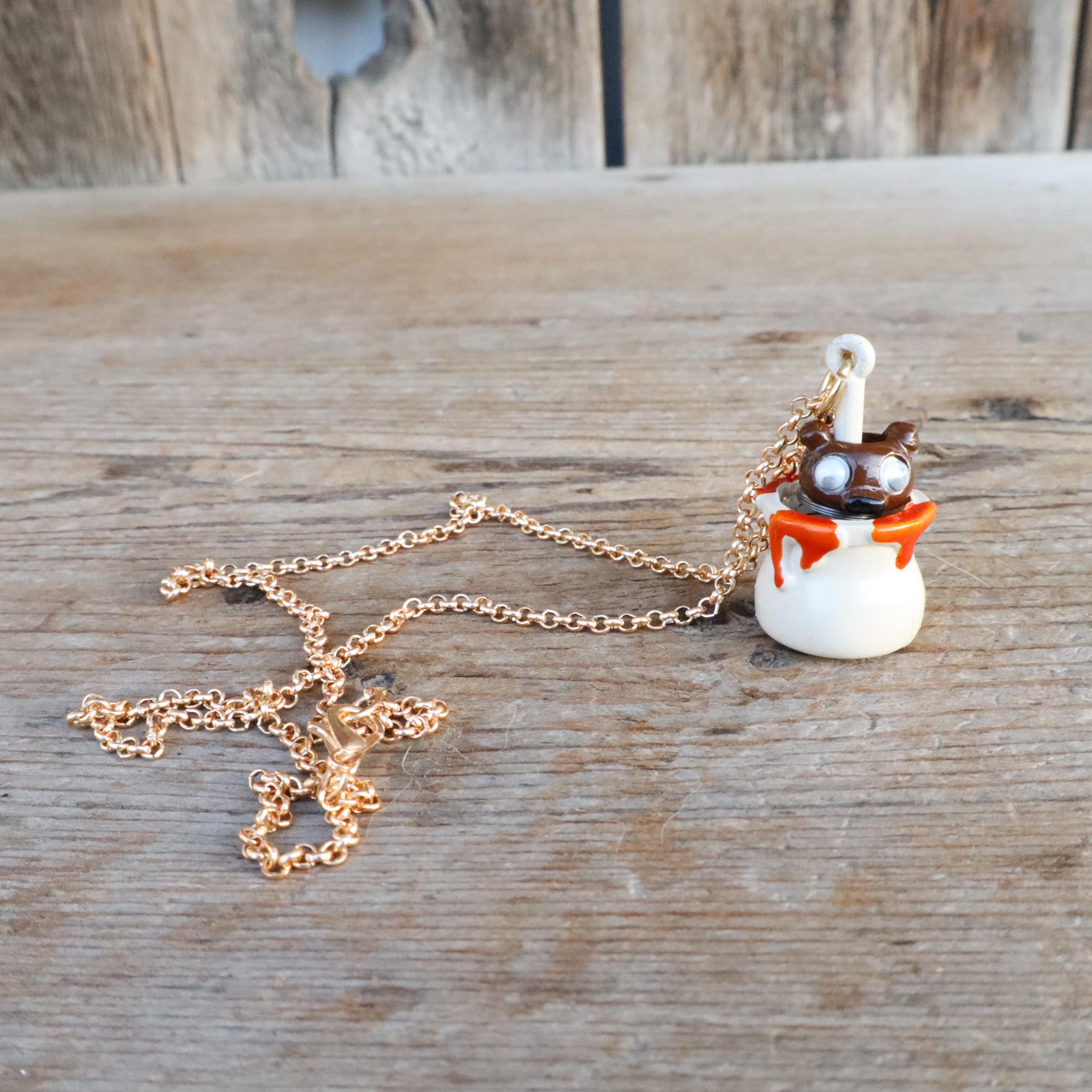 80s Novelty Googly Eye Bear Honey Jar Necklace | Pop up Spring