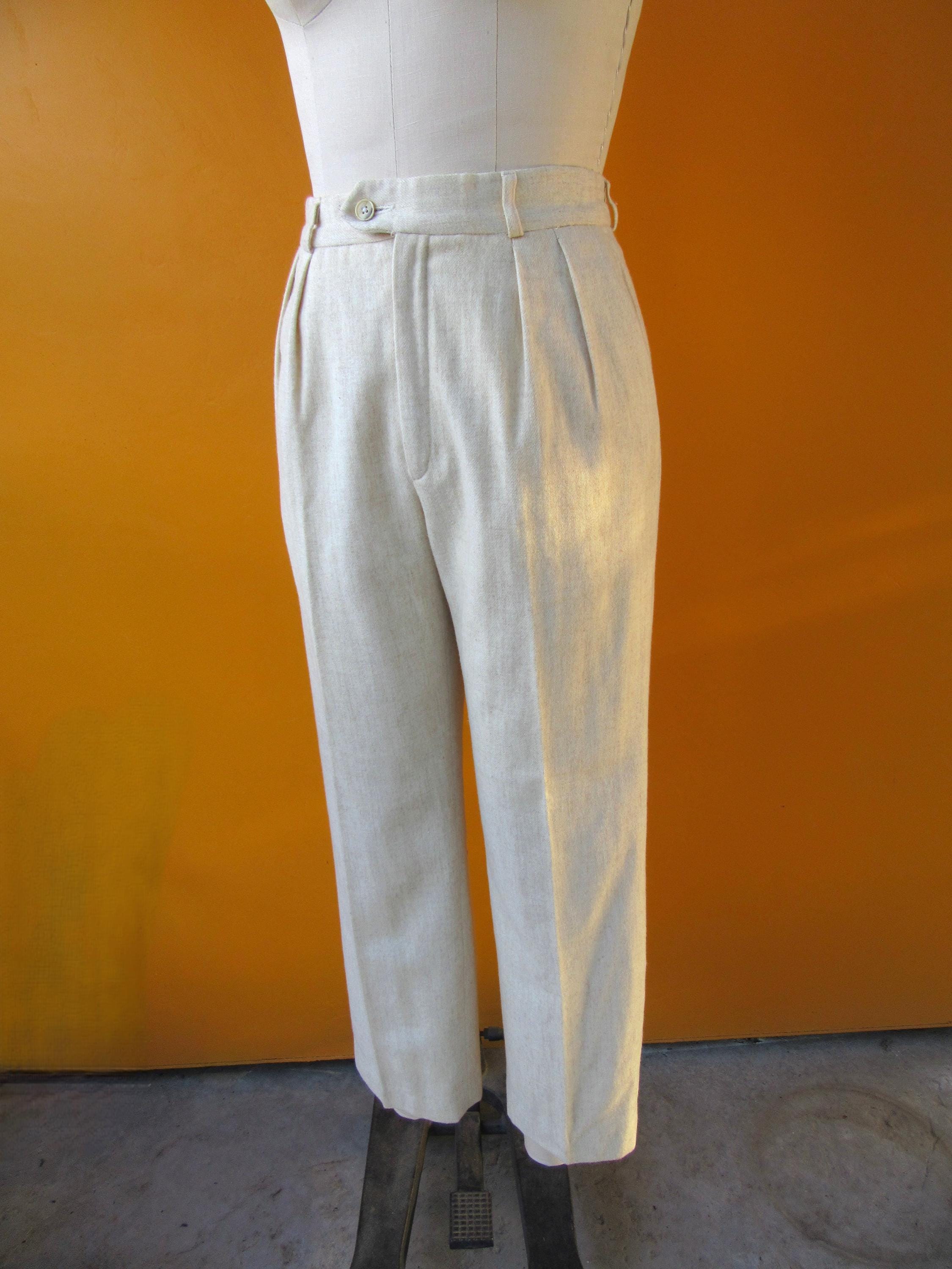 パンツ 80s 90s EURO linen 2-tuck trousers ivory 80s 90s EURO linen 2-tuck trousers ivory