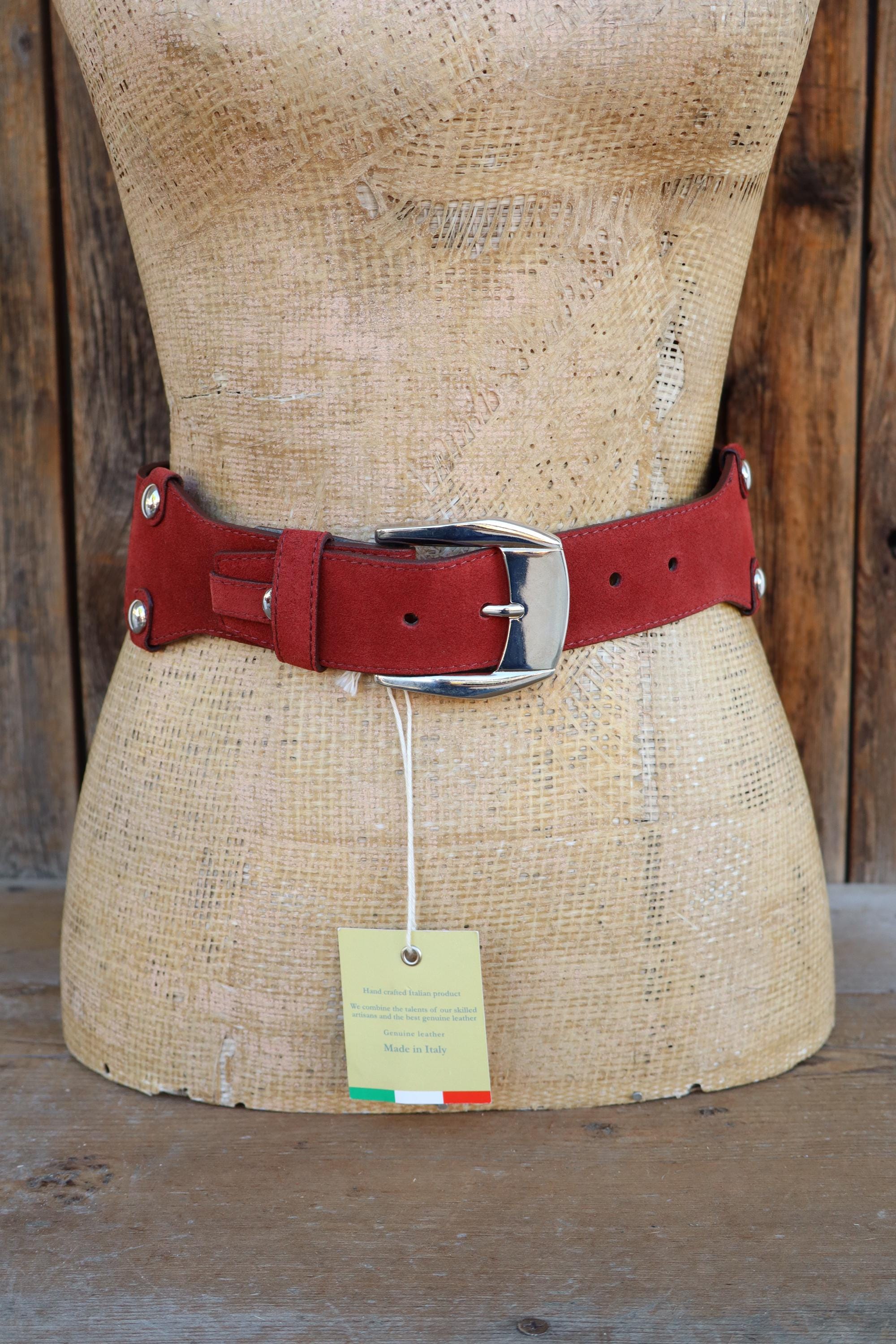 Wide Suede Belt Burgundy - Etsy display picture 3