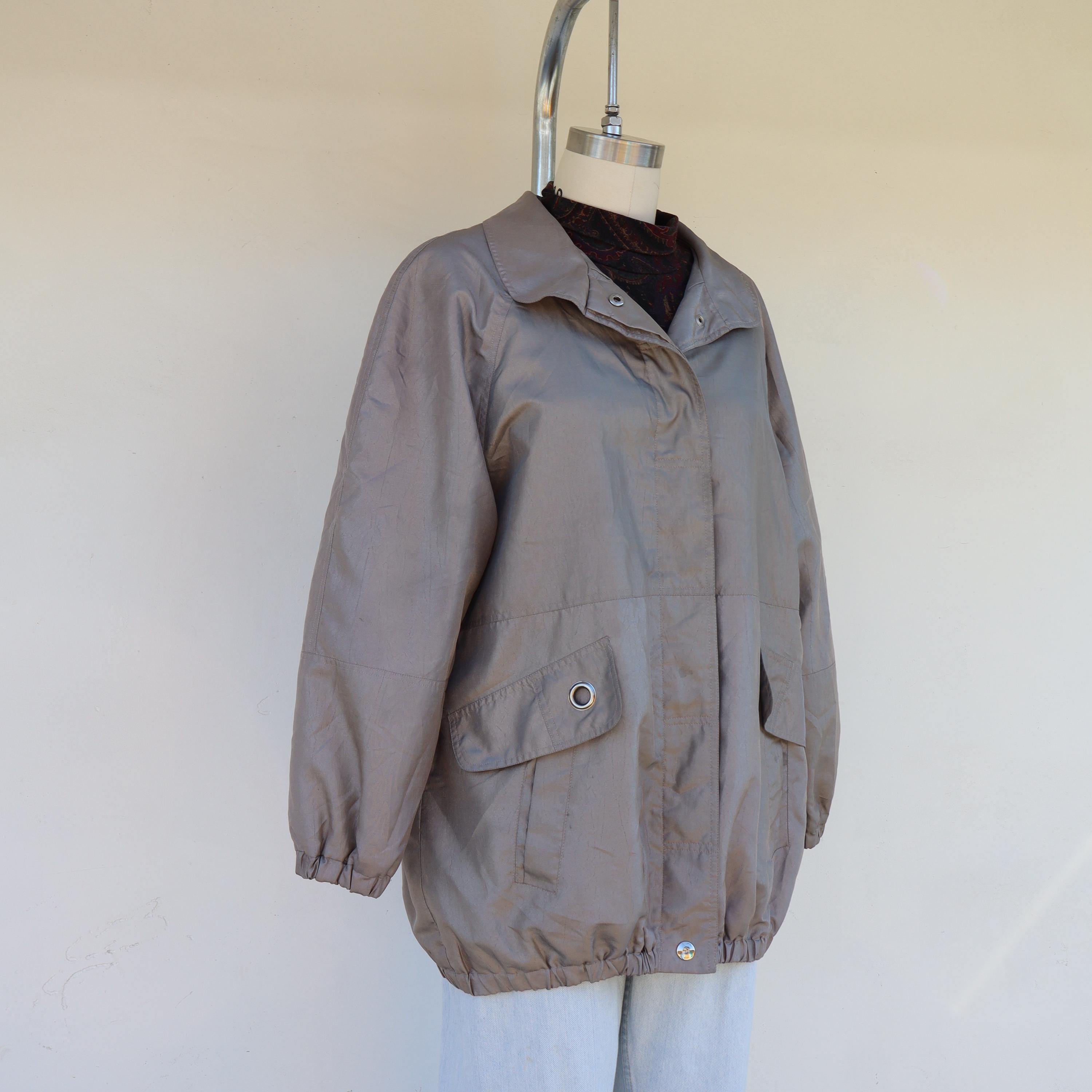 ジャケット・アウター 80s FRENCH label dolman sleeve wool JKT 80s Taupe Oversized Fit Dolman Sleeve Jacket | Gray Windbreaker