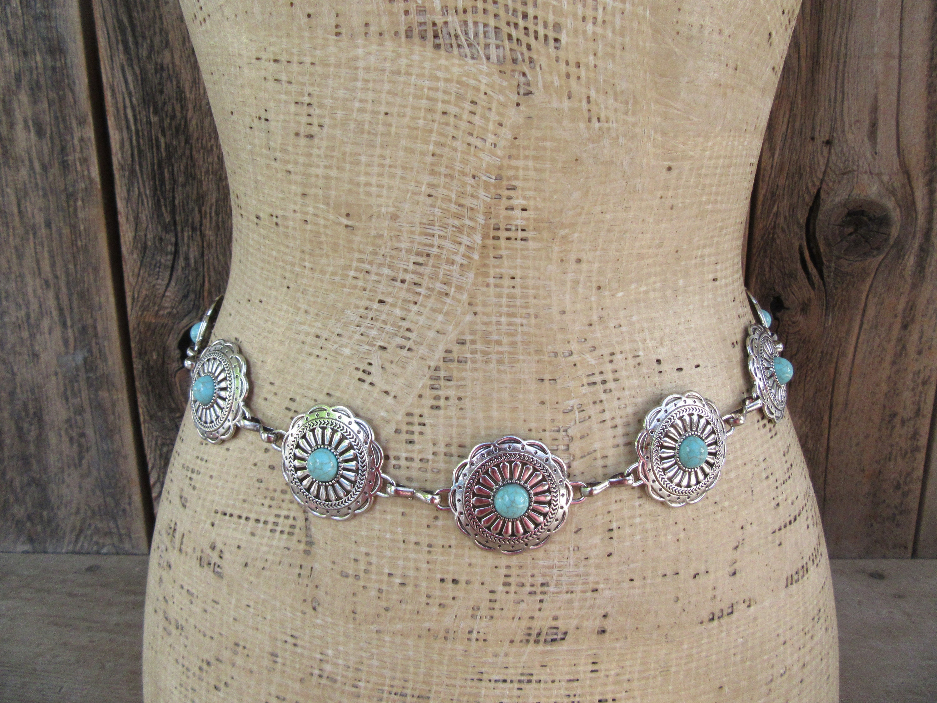 Turquoise concho shop chain belt