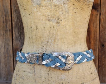 80s Metallic Braided Skinny Vegan Belt: Gold & Silver, Size  display picture 3