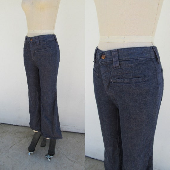 PETITE 70s Dark Denim Bell Bottom Jeans 