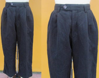 90s Black High Waist Wide Leg Pleated Trousers | Officecore Pants