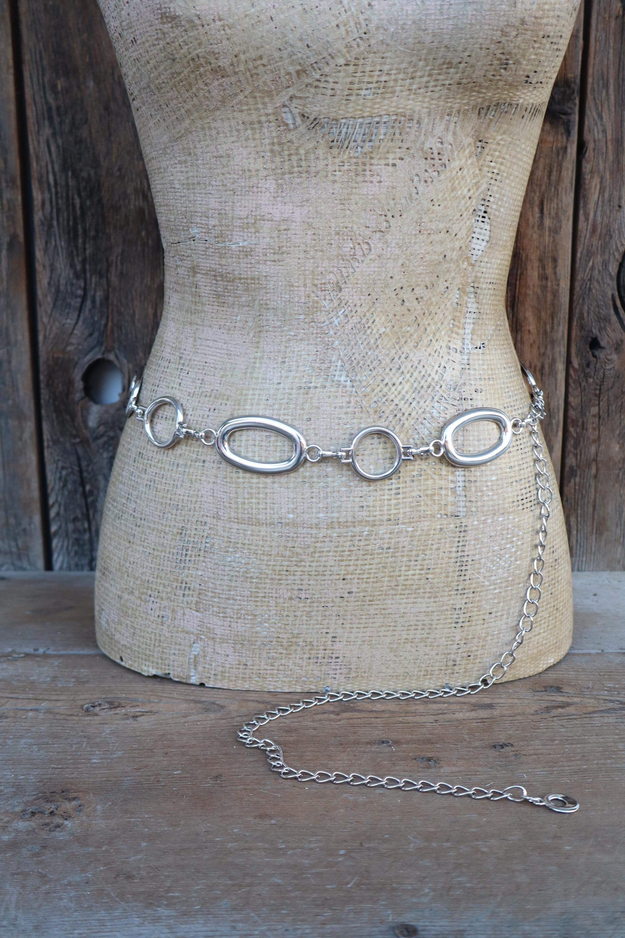 90s Silver Tone Ring Chain Belt | Chaink Link Belt  display picture 1
